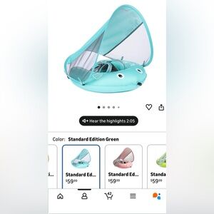 Kids Inflatable Swim Float with Canopy - teal